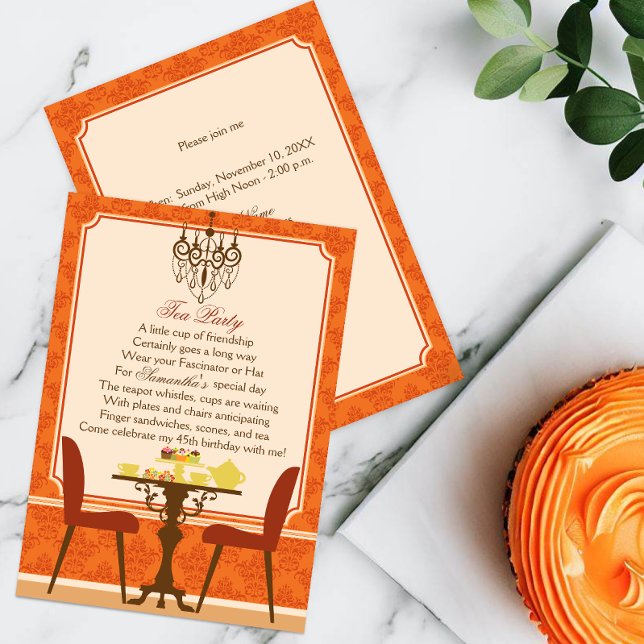 Invitation Fête du thé d'anniversaire d'automne (Celebrate an autumn birthday party by inviting guests with this elegant fall birthday invitation.)