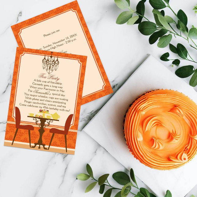 Invitation Fête du thé d'anniversaire d'automne (Celebrate an autumn birthday party by inviting guests with this elegant fall birthday invitation.)
