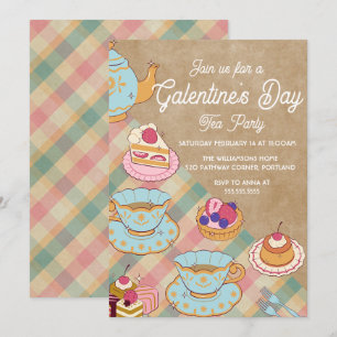 Invitation Fête du thé de la Saint-Valentin rose bleu clair f