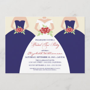Invitation Fête du thé de mariée et d'épouse (marine)