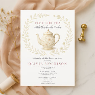 Invitation Fête du Thé : Fleurs Sauvages pour Enterrement de 