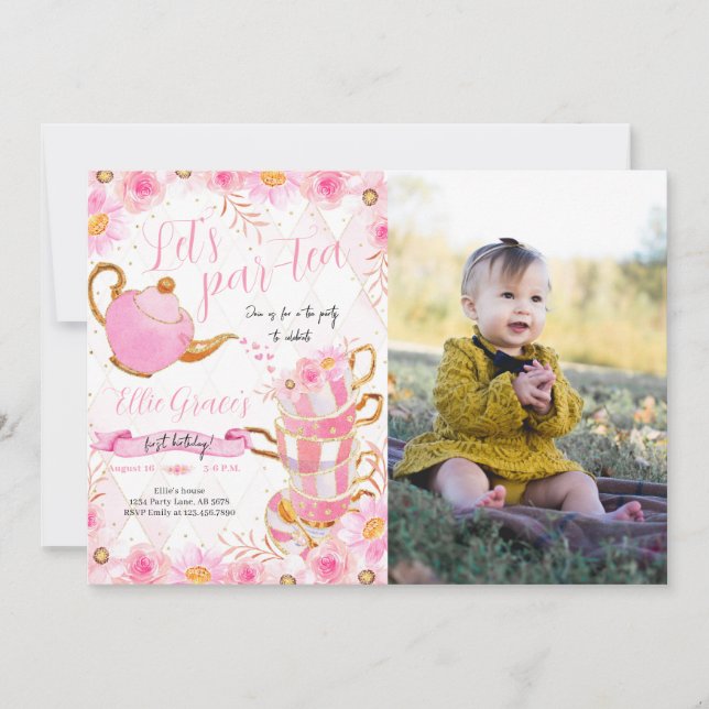 Invitation Fête du thé par thé Photo (Devant)