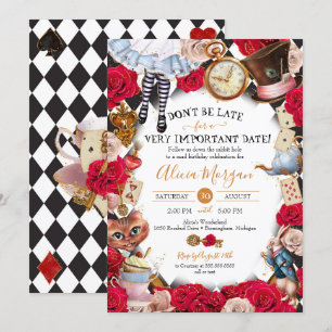 Invitation Fête du thé/pays des merveilles Anniversaire ou Ba