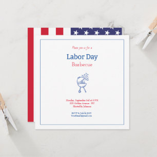 Invitation Fête du Travail barbecue minimaliste