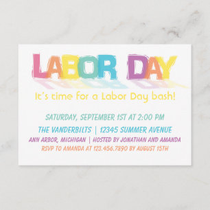 Invitation Fête du travail colorée d'amusement