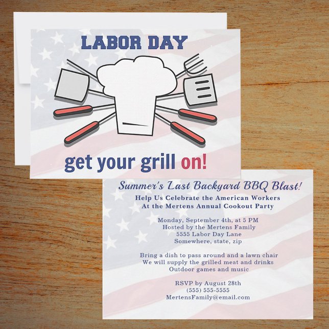 Invitation Fête du Travail Fête du barbecue Famille Été Grill (Labor Day BBQ Family Summer Grill Blast Invitation)