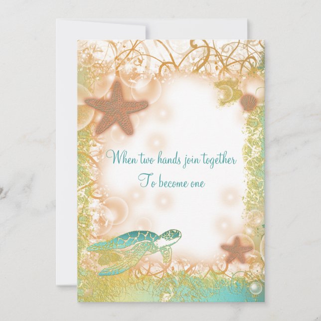 Invitation Fête élégante à thème de mariage sur la plage (Devant)