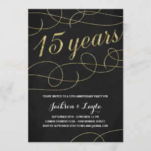 Invitation Fête élégante d'anniversaire de 15 ans en or