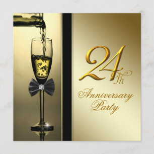 Invitation Fête élégante d'anniversaire de 24 ans Champagne O