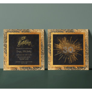 Invitation Fête élégante d'anniversaire de 30 ans avec paille