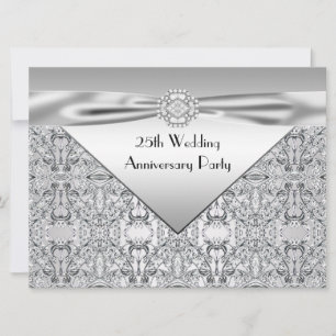 Invitation Fête élégante d'anniversaire de mariage d'argent