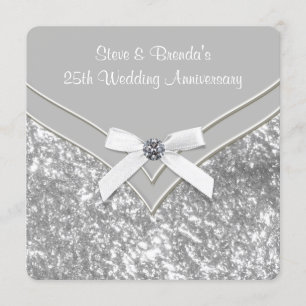 Invitation Fête élégante d'anniversaire de mariage de 25 ans