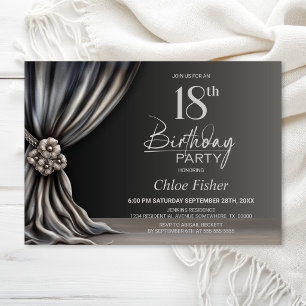 Invitation Fête élégante d'anniversaire des 18 ans avec ridea