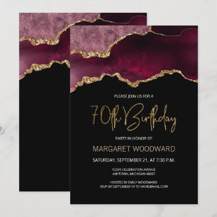Invitation Fête élégante d'anniversaire des 70 ans avec Agate