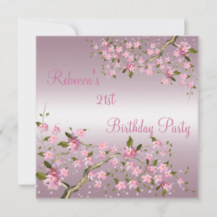 Invitation Fête élégante de 21 ans Cherry Bossom rose