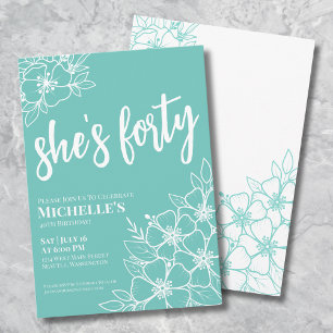 Invitation Fête élégante de 40 ans avec des fleurs
