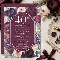 Fête élégante de 40 ans avec ranunculus floral vin