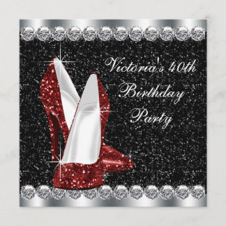Invitation Fête élégante de 40 ans pour femme, couleur rubis
