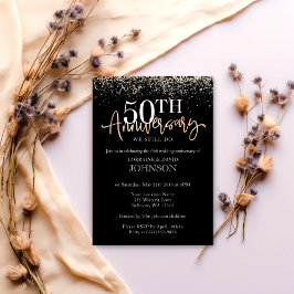 Invitation Fête élégante de 50e anniversaire avec paillettes 