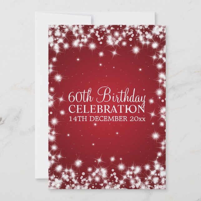 Invitation Fête élégante de 60 ans d'anniversaire Hiver Étinc (Devant)