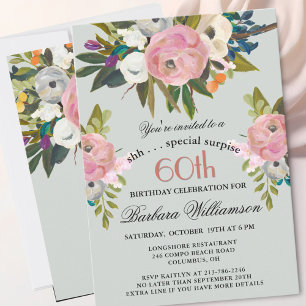 Invitation Fête élégante de 60 ans d'anniversaire surprise pe