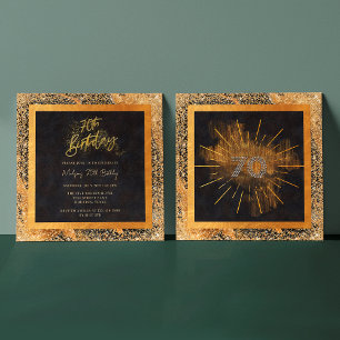 Invitation Fête élégante de 70 ans avec paillettes noires et