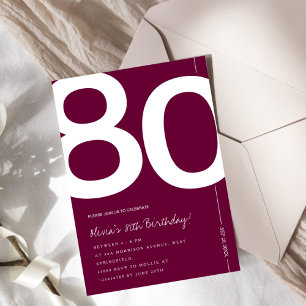 Invitation Fête élégante de 80 ans en bordeaux