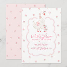 Fête élégante de bébé fille rose Oie Ridicule