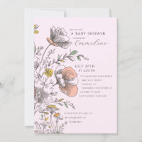 Fête Élégante de Bébé Fleur des Champs Rose