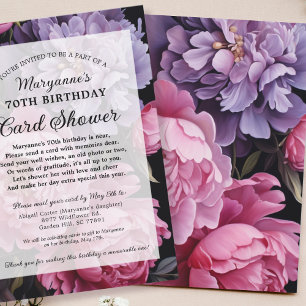 Invitation Fête élégante de fleurs sombres pour 70 ans