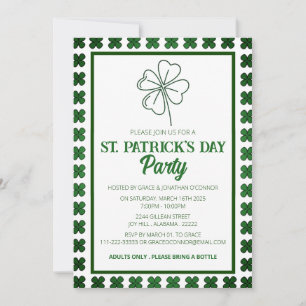 Invitation Fête élégante de la Saint-Patrick au trèfle vert