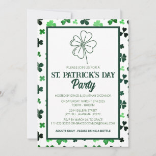 Invitation Fête élégante de la Saint-Patrick au trèfle vert