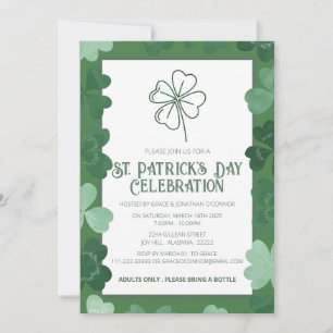 Invitation Fête élégante de la Saint-Patrick au trèfle vert