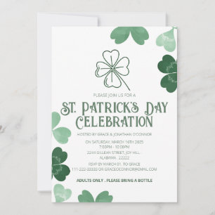 Invitation Fête élégante de la Saint-Patrick au trèfle vert