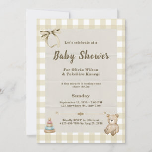Invitation Fête élégante de l'ours en peluche pour bébé