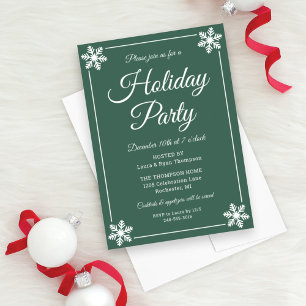 Invitation Fête élégante de Noël avec script Flocon de neige