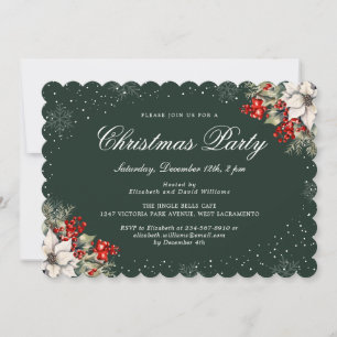 Invitation Fête élégante de Noël botanique verte
