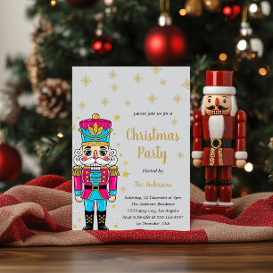Invitation Fête élégante de Noël Casse-Noisette Paillettes
