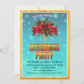 Invitation Fête élégante de Noël, vacances d'hiver