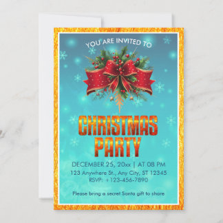 Invitation Fête élégante de Noël, vacances d'hiver
