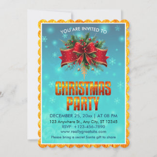 Invitation Fête élégante de Noël, vacances d'hiver