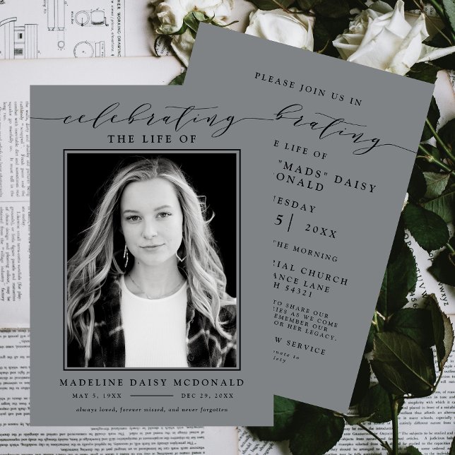 INVITATION FÊTE ÉLÉGANTE DE PHOTO FUNÉRALE MÉMORIALE DE LA VI (Créateur téléchargé)