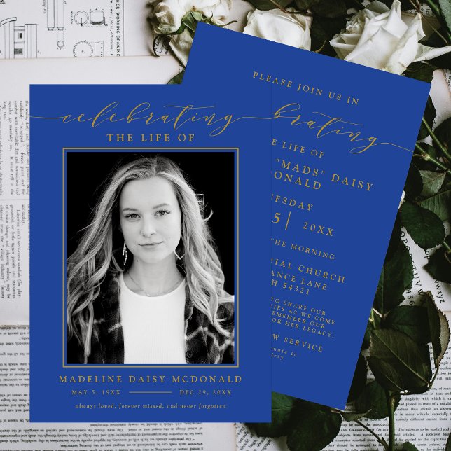 INVITATION FÊTE ÉLÉGANTE DE PHOTO FUNÉRALE MÉMORIALE DE LA VI (Créateur téléchargé)