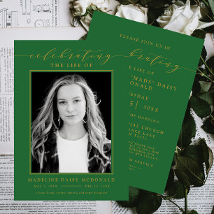 INVITATION FÊTE ÉLÉGANTE DE PHOTO FUNÉRALE MÉMORIALE DE LA VI