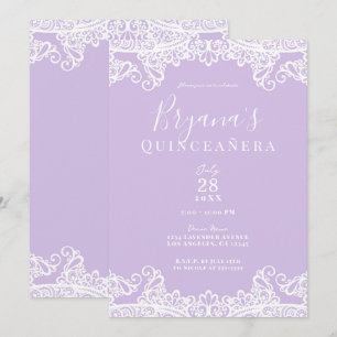 Invitation Fête élégante de Quinceañera au lavande et à la de