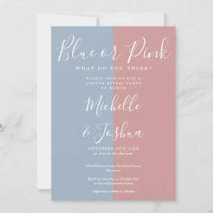 Invitation Fête élégante de révélation du sexe Bleu ou Rose