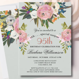 Invitation Fête élégante de SURPRISE pour 95e anniversaire