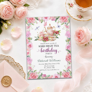 Invitation Fête élégante de thé pour 83e anniversaire