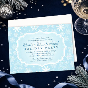 Invitation Fête élégante de vacances d'hiver bleu Wonderland