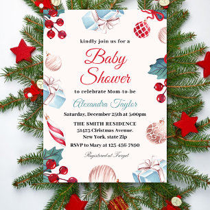 Invitation Fête élégante de vacances d'hiver pour bébé Noël